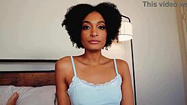 Bratty black step sis demands big dick