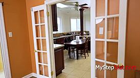 In this pov fantasy, nerdy step daughter with perky tits sucks my cock.