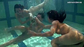 Ivetta and Katka and Barbara hot underwater lesbians