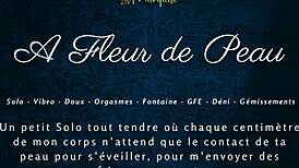 French solo female engages in dirty talk at skin level