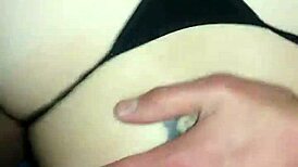 Fucking my girlfriend nicely in a thong outdoors, so sexy and public