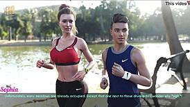 A wife and stepmother go for a jog together