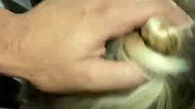 Latina slut sucks cock in public cinema bathroom.