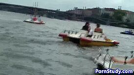 Eurobabe rides waterbike nude?