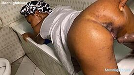 Horny housewife bangs BBC plumber in bathroom