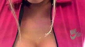 training at the gym with dripping tits and horny pussy