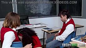 Classroom chaos as teacher's pet turns study into threesome