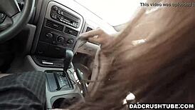 Uma jolie gives her stepdad a blowjob in the car and man this hot teen 18+ sure knows how to suck cock jolie sucks and sucks until she is all sweaty