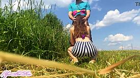 i gave a blowjob to my guy outdoors and swallowed his cum