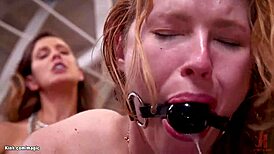 stepmom dominates and anal fucks strapped stepdaughter in kinky bdsm fantasy