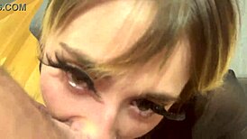 the blonde's face gets covered in spit and cum as she eats it all up in this rough session.