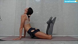 Sweaty Moaning Flexible Gina Gerson Stretches for Secret Friends