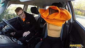 fake driving school - british ginger babe ella hughes gets her perfect pussy fucked during driving lesson