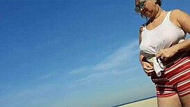 Blonde African Milf's Beach Lighthouse Solo Beauty Display