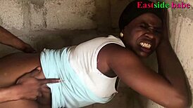 African black girl fucked in an uncompleted building with her landlord