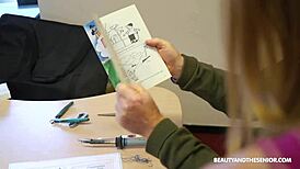 geeky grandpa gets horny teen wet for blowjob