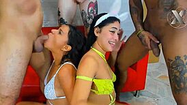 Latina Webcam Experts Suck Monster Cocks Without Hands