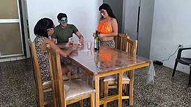 Stepbrothers Play Card Game That Turns Into Dirty Fucking Session with Brunette Milf