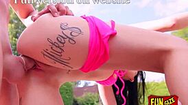 funsize teen 18+ babe gets nailed in the pool by rough choking