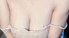 Glassed vietnamese girl masturbates