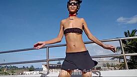 dancing topless in public with hairy pussy exposed