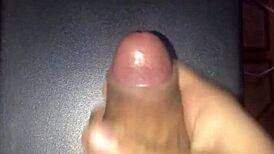 Skinny Amateur Strokes Her Big White Cock Until She Cums On Homemade Video