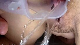 Public Shower Pees with Vaginal Dilator Insertion in Outdoor Milf Solo