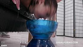 Drowned in piss, Zoe Sparks endures 6-on-1 anal gangbang with gaping and swallowing.