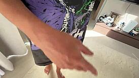 Watch this mini girl get fucked hard at her house! Her tight pussy grips the cock deep.