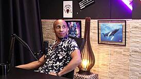 Slutty black babe sucks black guy's cock and measures it after his denial