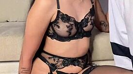 babe gives intense vertical lingerie blowjob with deepthroat and spanking