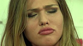 sexy beautiful girl gets fucked by two muscular males in a hardcore group session with interracial anal double penetration and cum in mouth