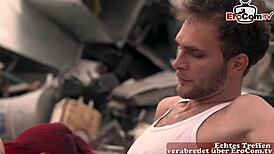 Mature Redhead German Milf With Big Tits Enjoys Anal Threesome Outdoors