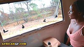 wild safari car sex with african girlfriend caught