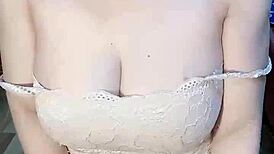 Glassed vietnamese girl masturbates