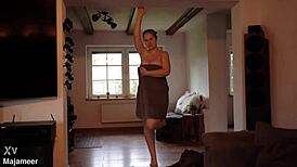 Homemade BBW blonde rides in cowgirl until creampie, her big tits bouncing wildly