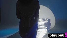 Big ass brunette teen strips naked, ripping clothes to reveal her perfect body and amazing tits.