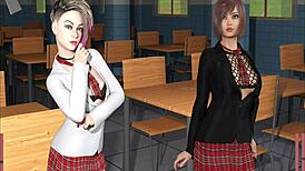 Lesbian superhero licks shaved pussy