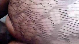 Pussylips holding dick inside with natural tits