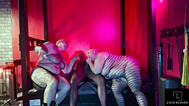 Sub slut gets double dommed! Livie Blainn and Jay Playhard rail Peggy De Ville hard!