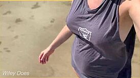Wife Walks Around Public Beach Fully Nude