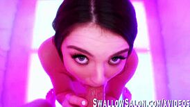 Megan Marx Services Her Client with Deepthroat Blowjob and Rimjob at Swallow Salon