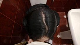 Teen Babe Gets Creampie in Tight Pussy Without Condom in Public Toilet