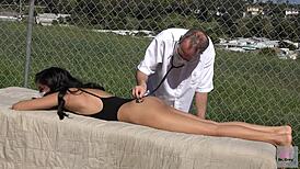 Dr. Grey gives a relaxing massage to the patient