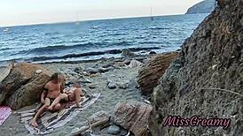 Flashing pussy in public beach guy helps me squirt risky misscreamy