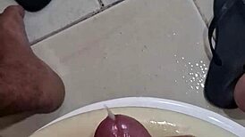 My bathroom is all sticky from intense solo masturbation!