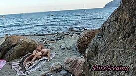 Flashing pussy in public beach guy helps me squirt risky misscreamy