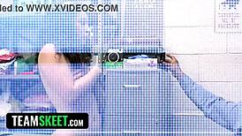 Pink pussy thief endures vibrator punishment