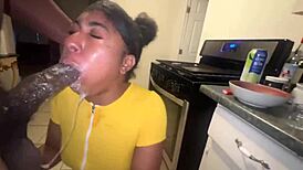 Hot ebony stepsister spreads her wet pussy for family drama blowjob and anal fucking
