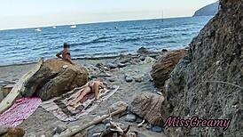 Flashing pussy in public beach guy helps me squirt risky misscreamy